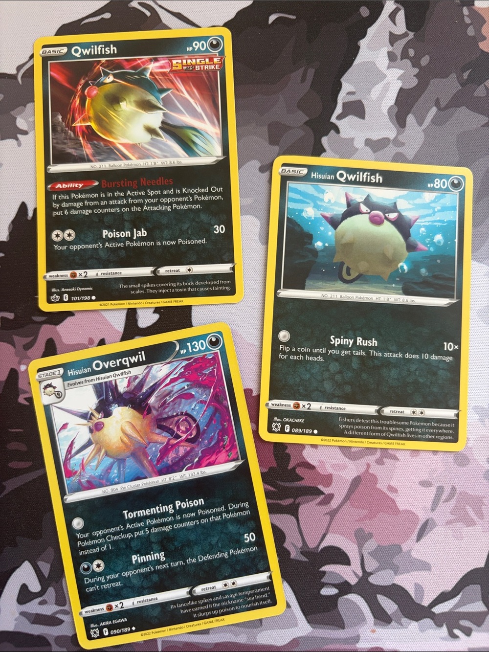 Qwilfish & Hisuian Overqwil Evolution Lot | 3 Pokémon Cards | ✨5/$25✨